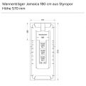 Wannenträger Jamaica 180 cm aus Styropor Höhe 570 mm